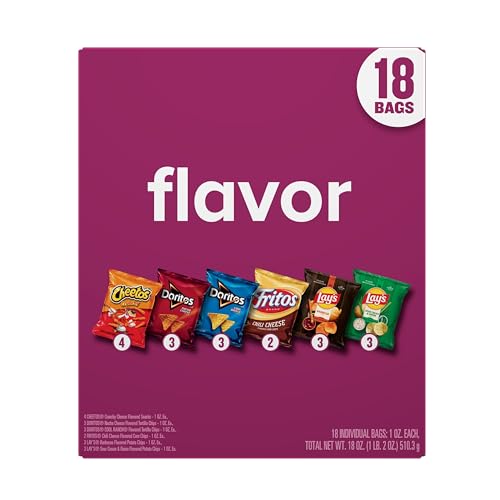 Frito-Lay Snacks Variety Pack, Flavor Mix, Single Serve Snack Bags, (18 Pack), Fritos, Cheetos, Lay's, Doritos, Chips