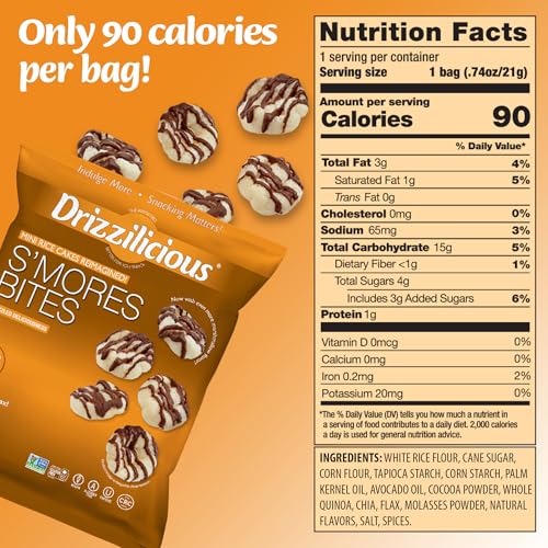 Drizzilicious Mini Rice Cakes Variety Pack- Rice Crisps, Healthy Snack for Adults and Kids, Flavored Rice Cakes, Vegan, Gluten Free Snack, Allergen Free, Only 90 Calories Per Bag- 0.74 oz (Pack of 12)