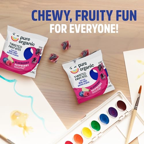 Pure Organic Twisted Fruit Bites, Kids Snacks, Fruit Snacks, 2-Flavor Variety Pack (2 Boxes, 16 Pouches)