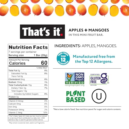 That's it. Mini Fruit Bars, No Sugar Added, Plant Based, Vegan, Gluten Free