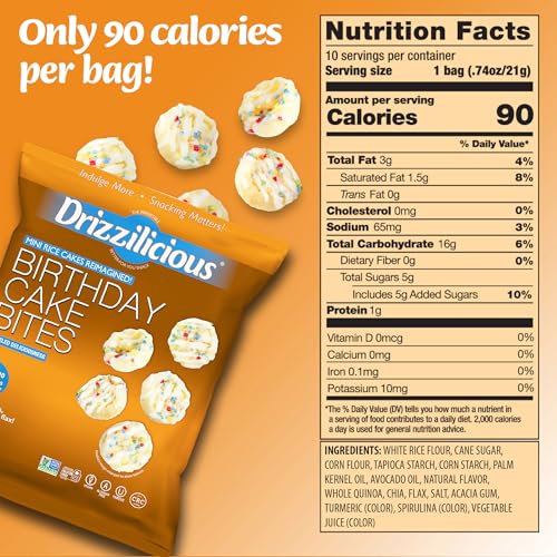 Drizzilicious Mini Rice Cakes Variety Pack- Rice Crisps, Healthy Snack for Adults and Kids, Flavored Rice Cakes, Vegan, Gluten Free Snack, Allergen Free, Only 90 Calories Per Bag- 0.74 oz (Pack of 12)