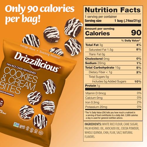 Drizzilicious Mini Rice Cakes Variety Pack- Rice Crisps, Healthy Snack for Adults and Kids, Flavored Rice Cakes, Vegan, Gluten Free Snack, Allergen Free, Only 90 Calories Per Bag- 0.74 oz (Pack of 12)