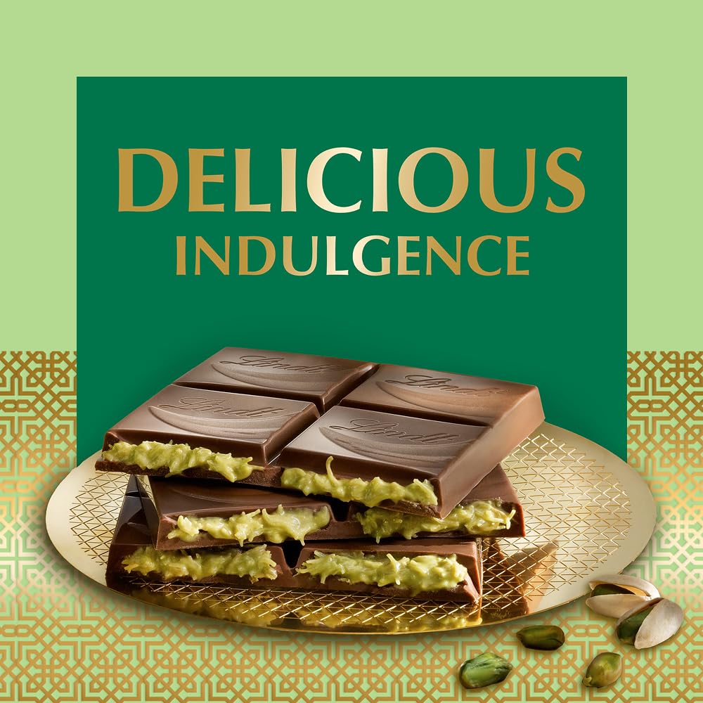 Lindt Dubai Style Milk Chocolate Candy with Pistachio & Kadayif, 5.3 oz. Bar