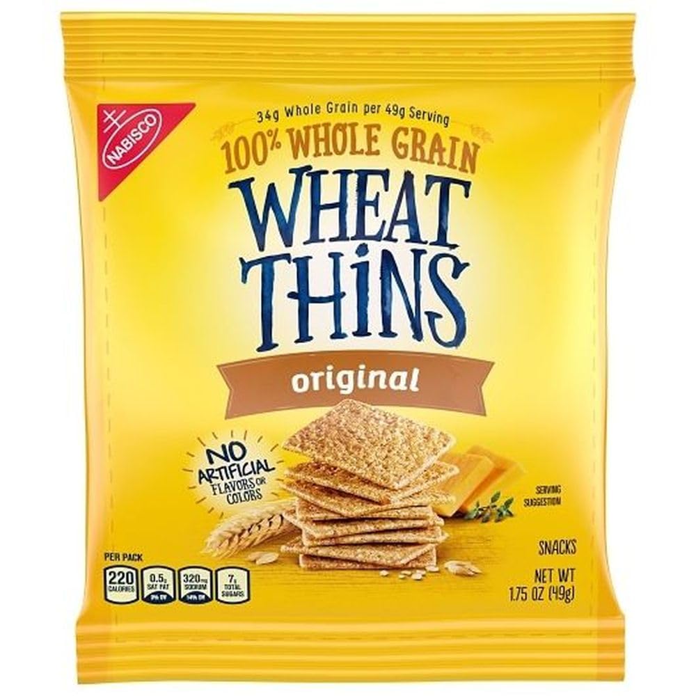 Nabisco Wheat Thins Original Whole Grain Crackers, 1.75 oz Bags (Case of 72) - Individual Snack Packs for Lunchboxes, Office, and On-the-Go