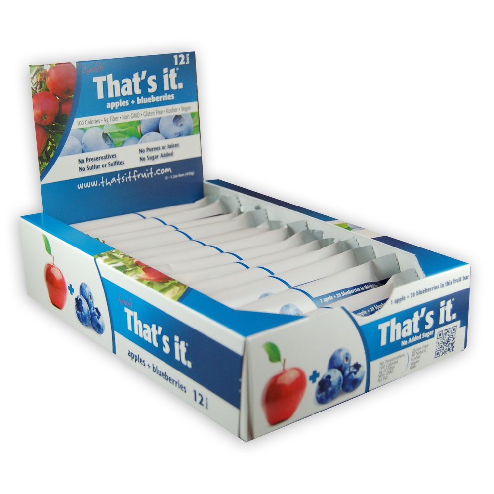 That's It Gluten Free Fat Free Individually Wrapped Apple Plus Blueberry Fruit Bar, Pack of 144