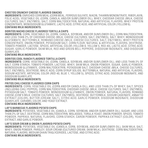 Frito-Lay Snacks Variety Pack, Flavor Mix, Single Serve Snack Bags, (18 Pack), Fritos, Cheetos, Lay's, Doritos, Chips