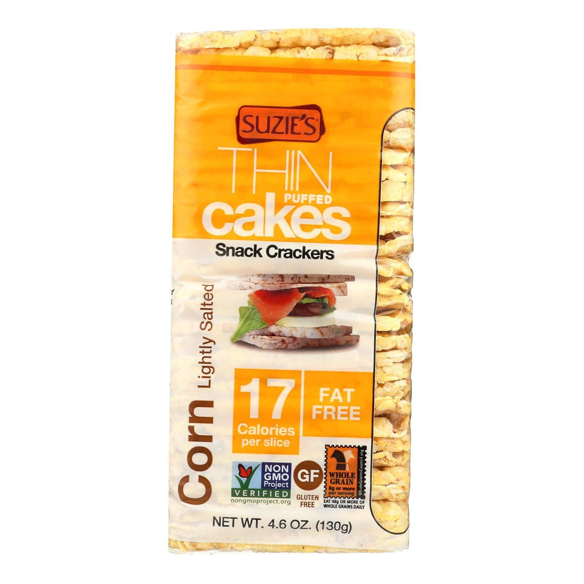 Suzie's Organic Rice Cake Thins|USDA Organic, NON-GMO, Fat-Free, Sugar-Free, Gluten-Free|Low-Calorie Snack-16 Calories Per Slice|Bread & Cracker Replacement