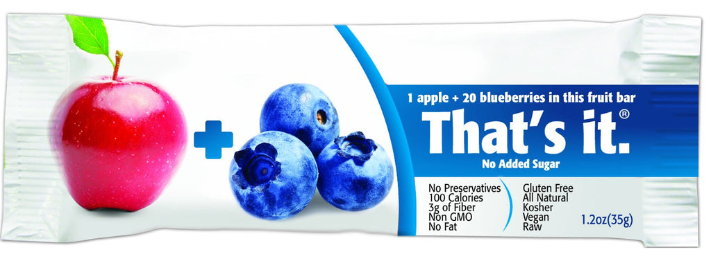 That's It Gluten Free Fat Free Individually Wrapped Apple Plus Blueberry Fruit Bar, Pack of 144