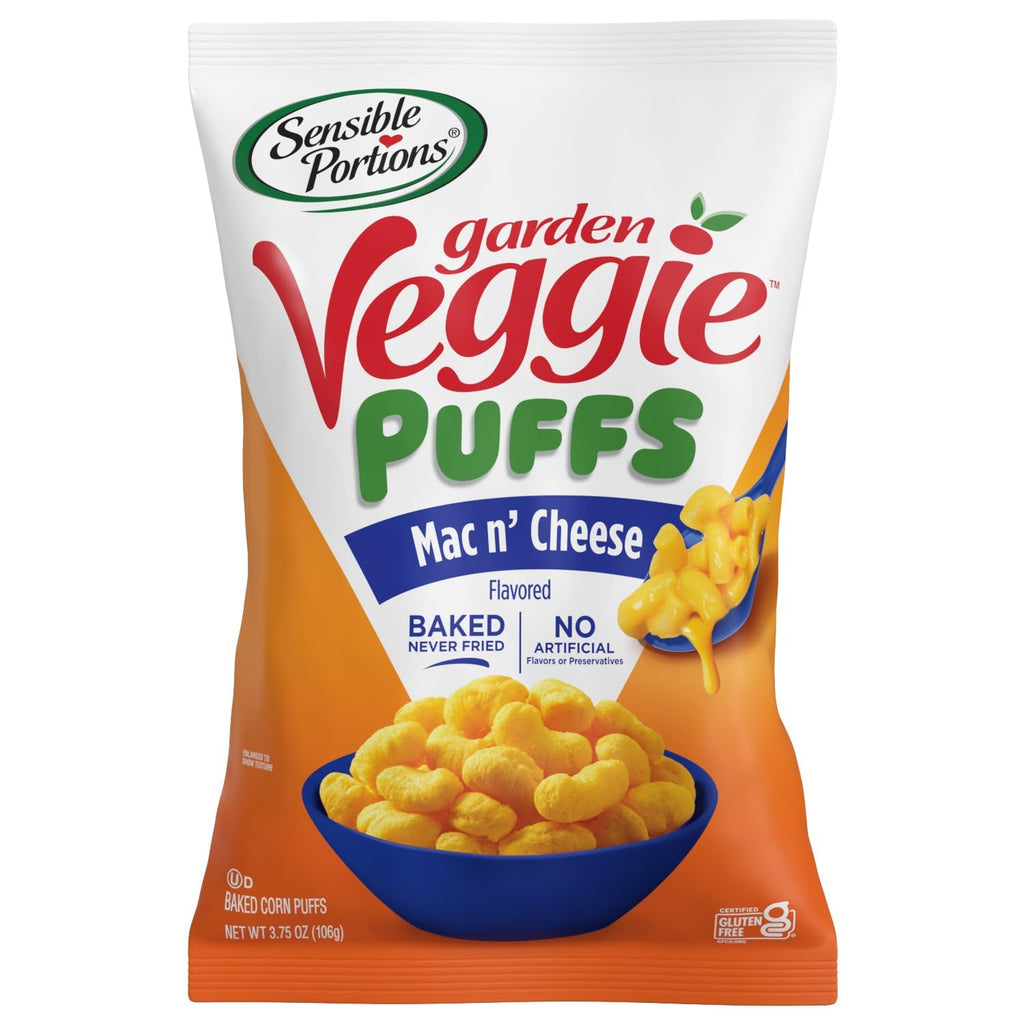 Sensible Portions Garden Veggie Sour Baked Corn Puffs, 3 oz (Pack of 6)