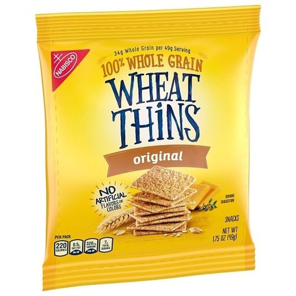 Nabisco Wheat Thins Original Whole Grain Crackers, 1.75 oz Bags (Case of 72) - Individual Snack Packs for Lunchboxes, Office, and On-the-Go