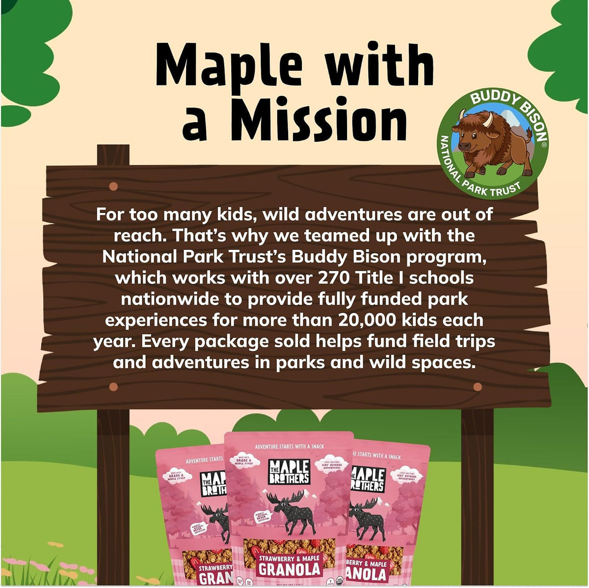 The Maple Brothers Granola – Organic, Vegan, Non-GMO, Whole-Grain Oats with Real Strawberries & Grade A Maple Syrup – Healthy Breakfast & Snack, 8 oz Resealable Bag