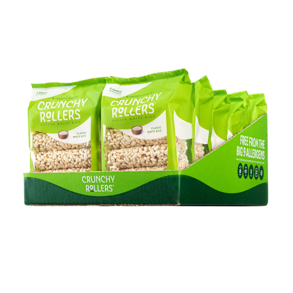 Classic White Rice Crunchy Rollers | Healthy Snack, 3.5 oz, 12 Packs of 9