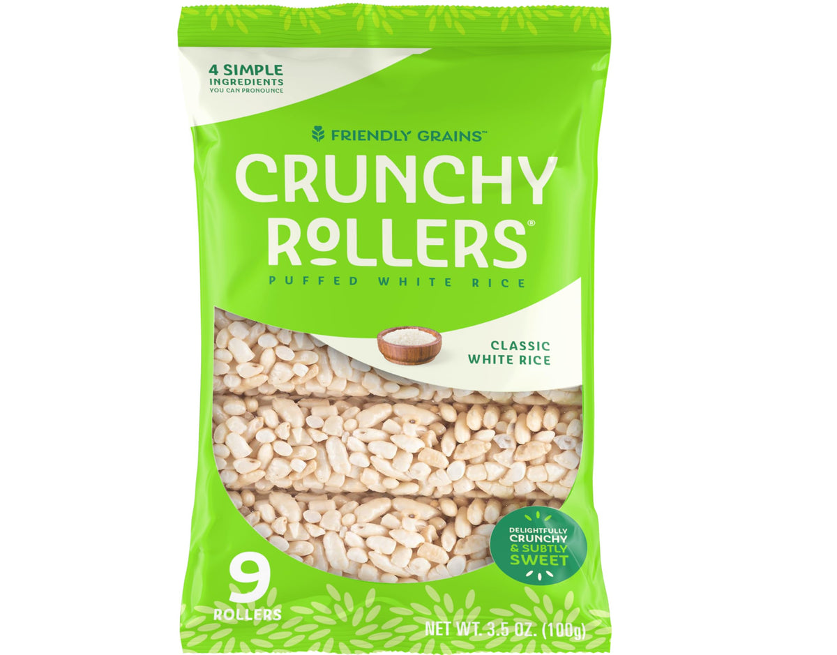 Classic White Rice Crunchy Rollers | Healthy Snack, 3.5 oz, 12 Packs of 9