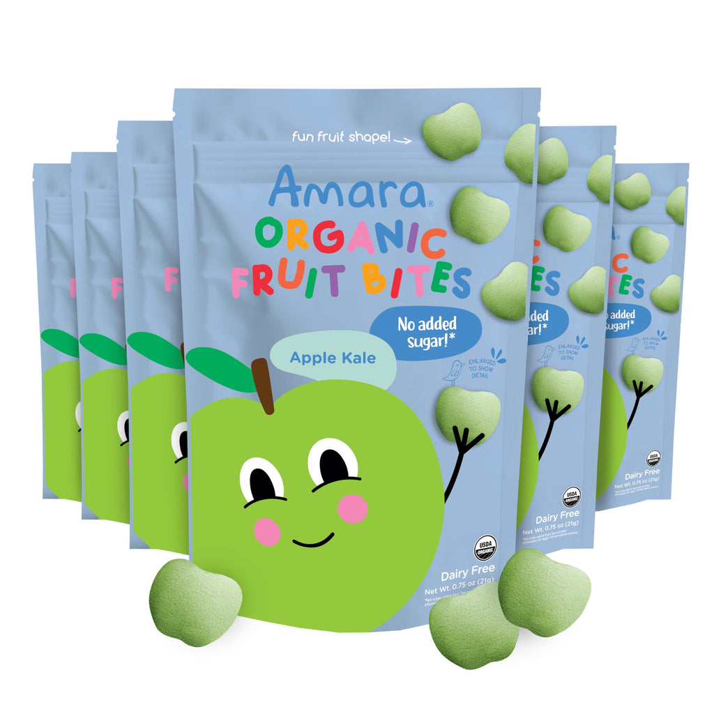 Amara Organic Fruit Bites - No Artificial Colors/Dyes, Added Sugar, Dairy-Free Fruit Snacks, Made with Organic Whole Foods