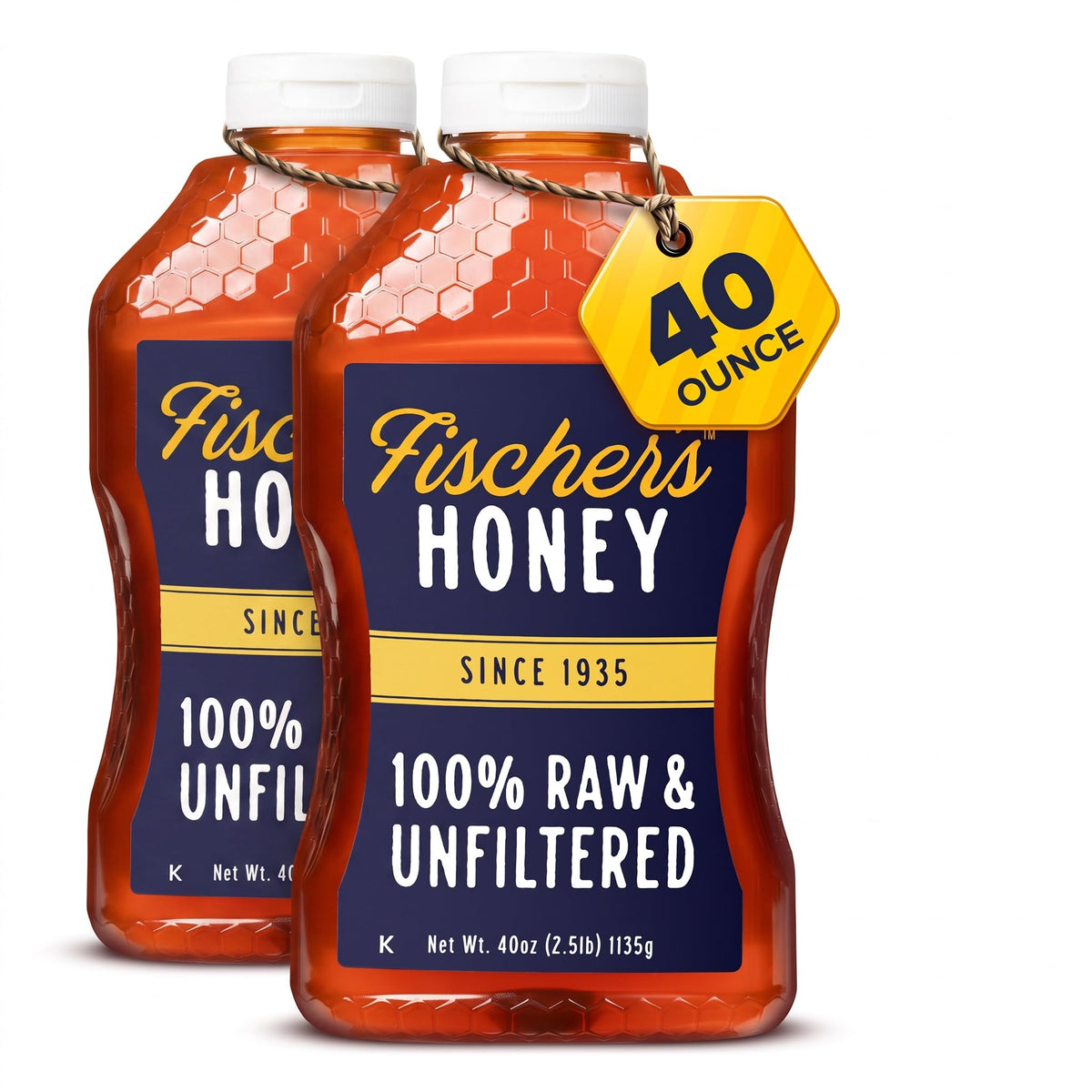 Fischer's -Local Honey Raw and Unfiltered, Pure Honey Raw Honey (40 ounce)…