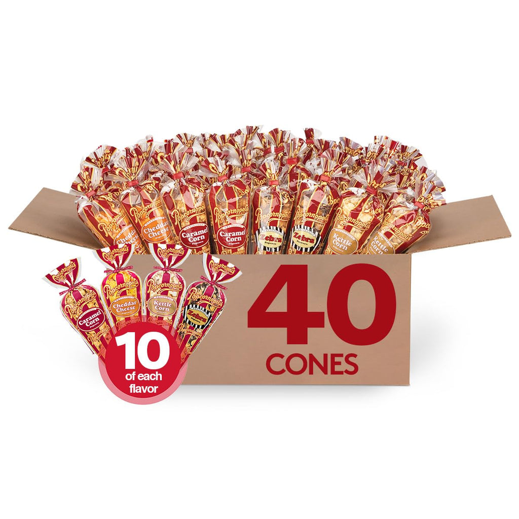 Popcornopolis Gourmet Popcorn Cone Variety Pack 12 & 40PK Variation Parent