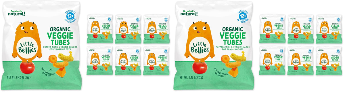 Little Bellies Organic Veggie Tubes Toddler Snack (Pack of 7 x 0.42 oz Individual Packs)