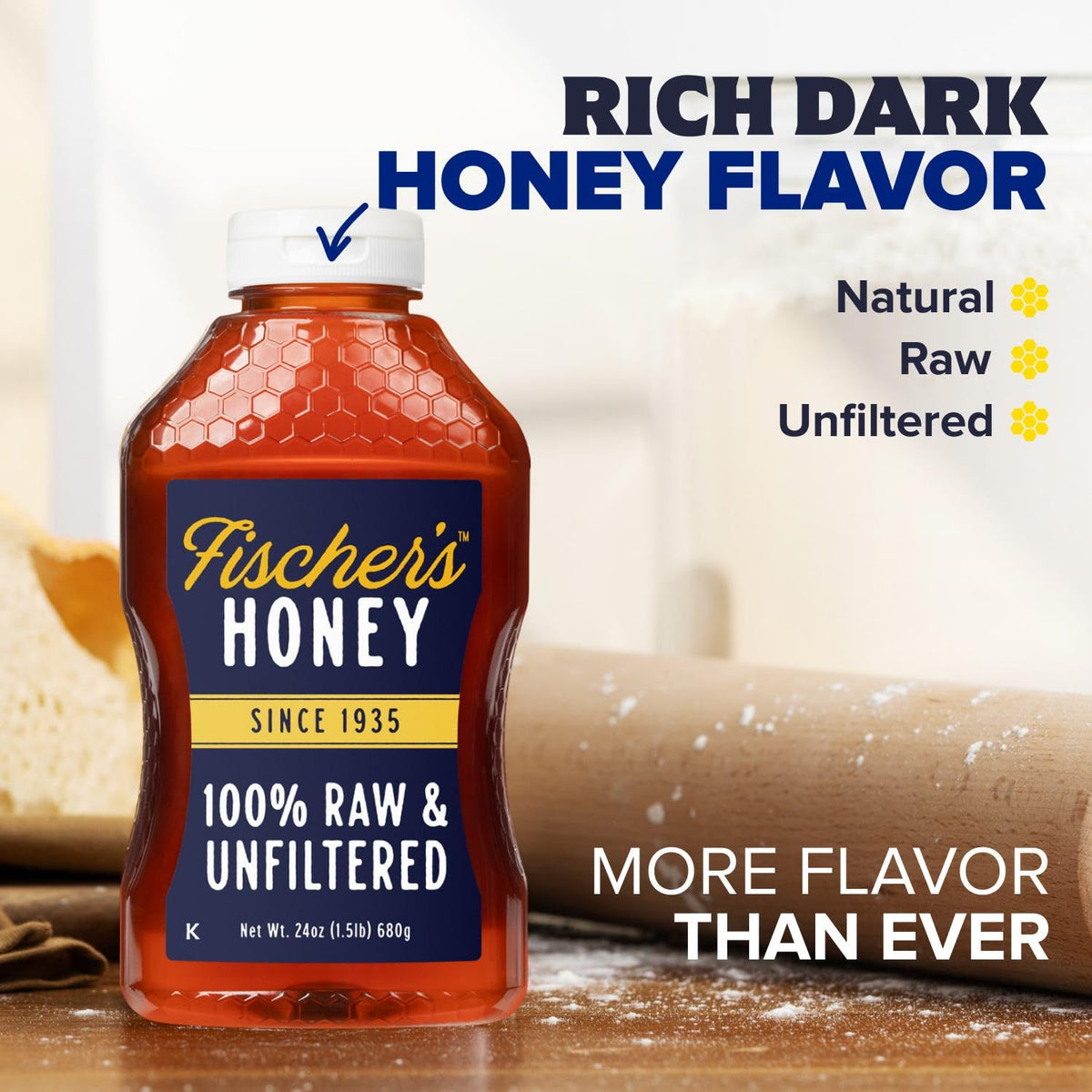 Fischer's Raw Unfiltered Local Honey 40 Oz