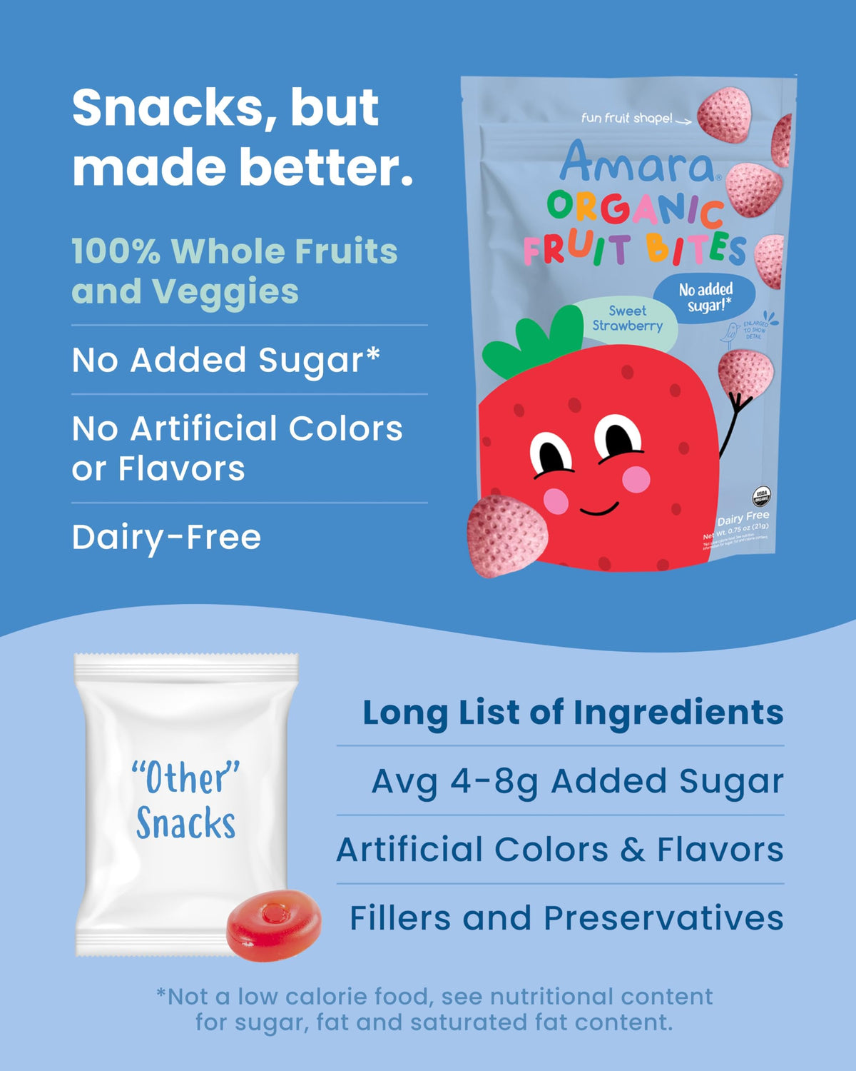 Amara Organic Toddler Snacks 3-Pack: Berry Smoothie Melts, Strawberry Bites & Oat Melts, No Added Sugar, Two 6- Packs & One 12 Pack