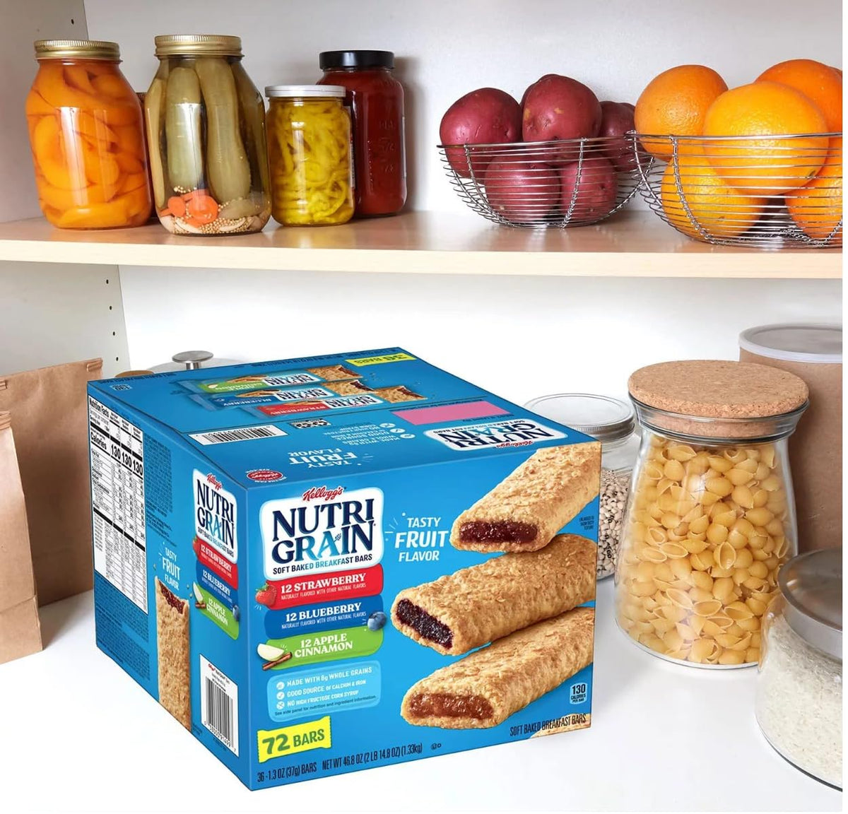 Soft Baked Breakfast Bars, Made with Whole Grains, Kids Snacks, Variety Pack (72 Bars)