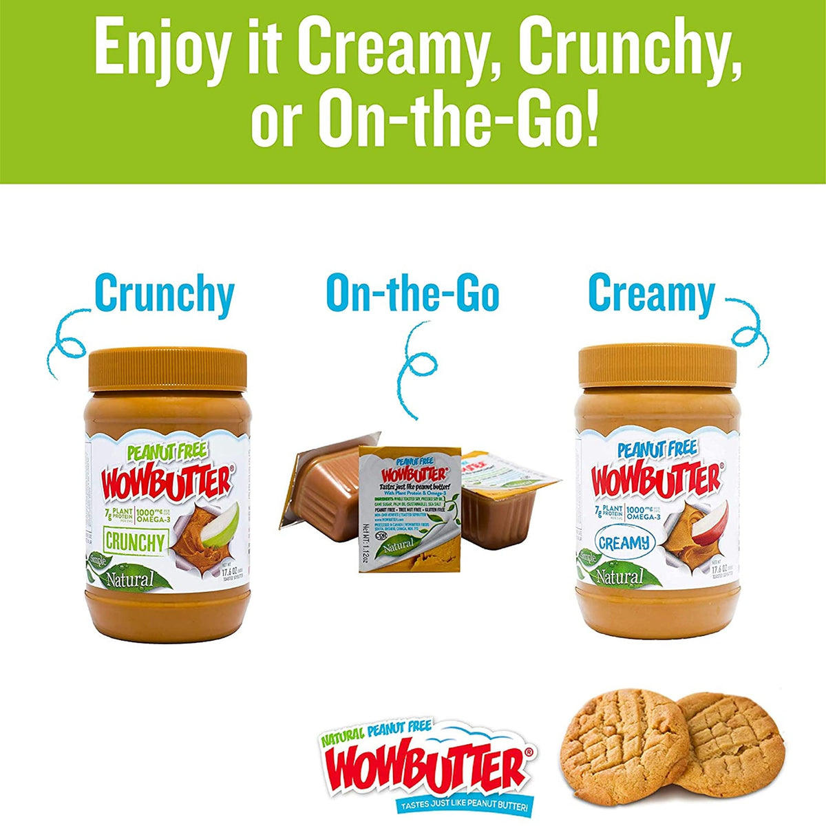 WOWBUTTER - Soy Spread - Peanut Free, Tree Nut Free - Vegan Plant Protein - Gluten Free - Non-GMO