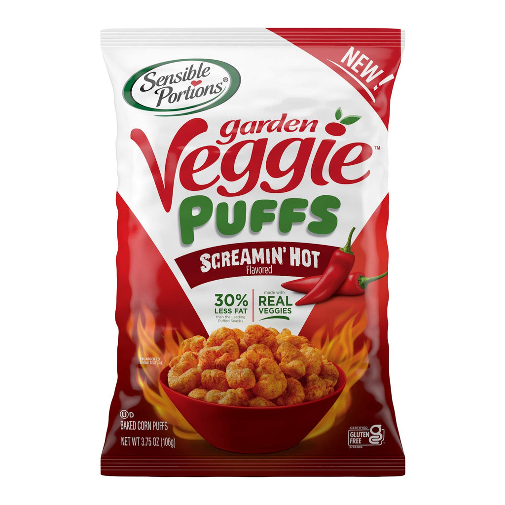 Sensible Portions Garden Veggie Sour Baked Corn Puffs, 3 oz (Pack of 6)