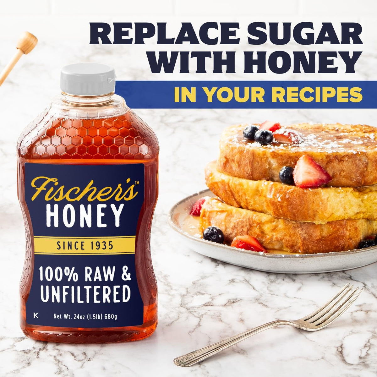 Fischer's Raw Unfiltered Local Honey 40 Oz
