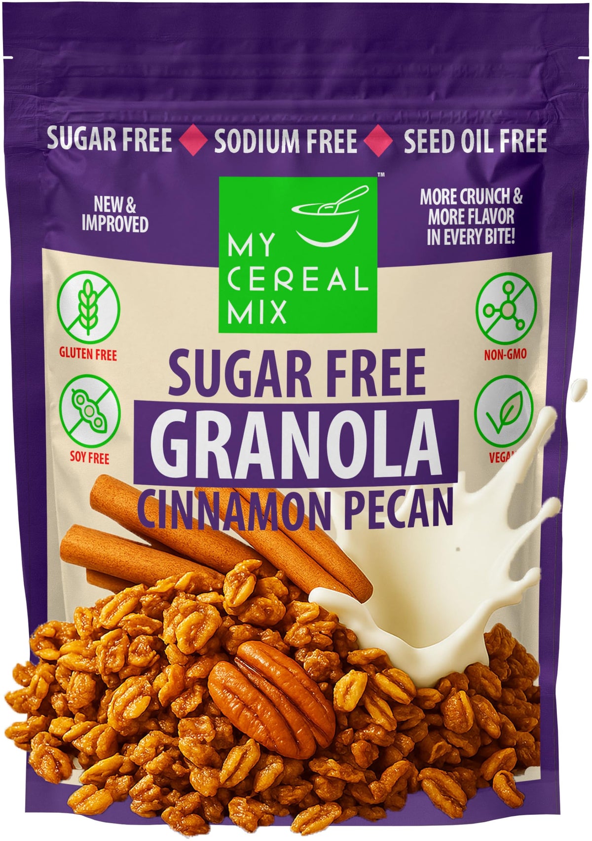 Sugar Free Granola Sweetened with Monk Fruit Extract (Gluten Free, Non-GMO, No Sugar Alcohol, No Salt Added, No Artificial Sweeteners, Soy Free, Vegan, All Natural Ingredients)