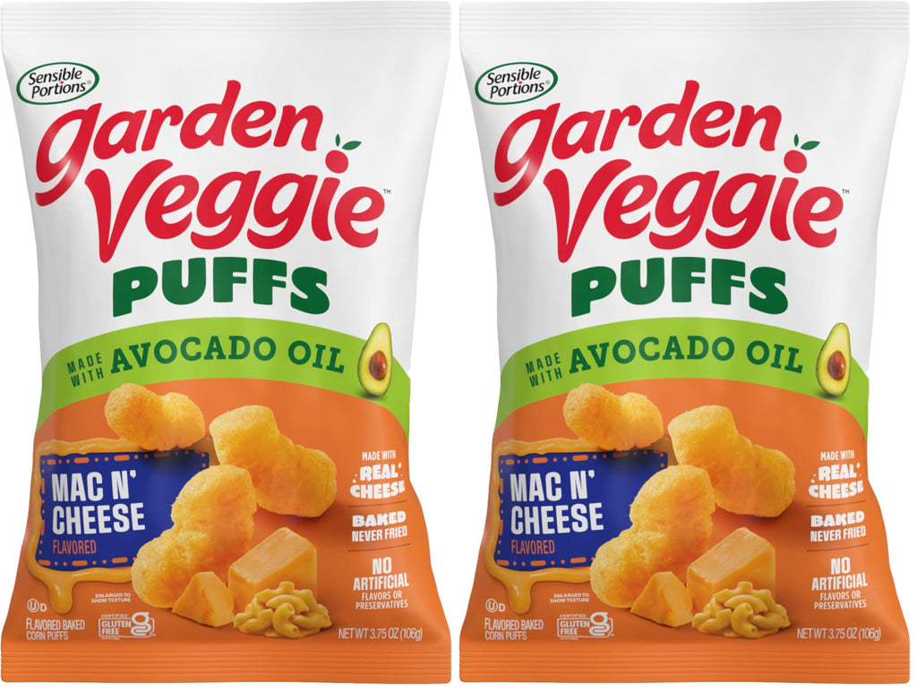 Sensible Portions Garden Veggie Sour Baked Corn Puffs, 3 oz (Pack of 6)