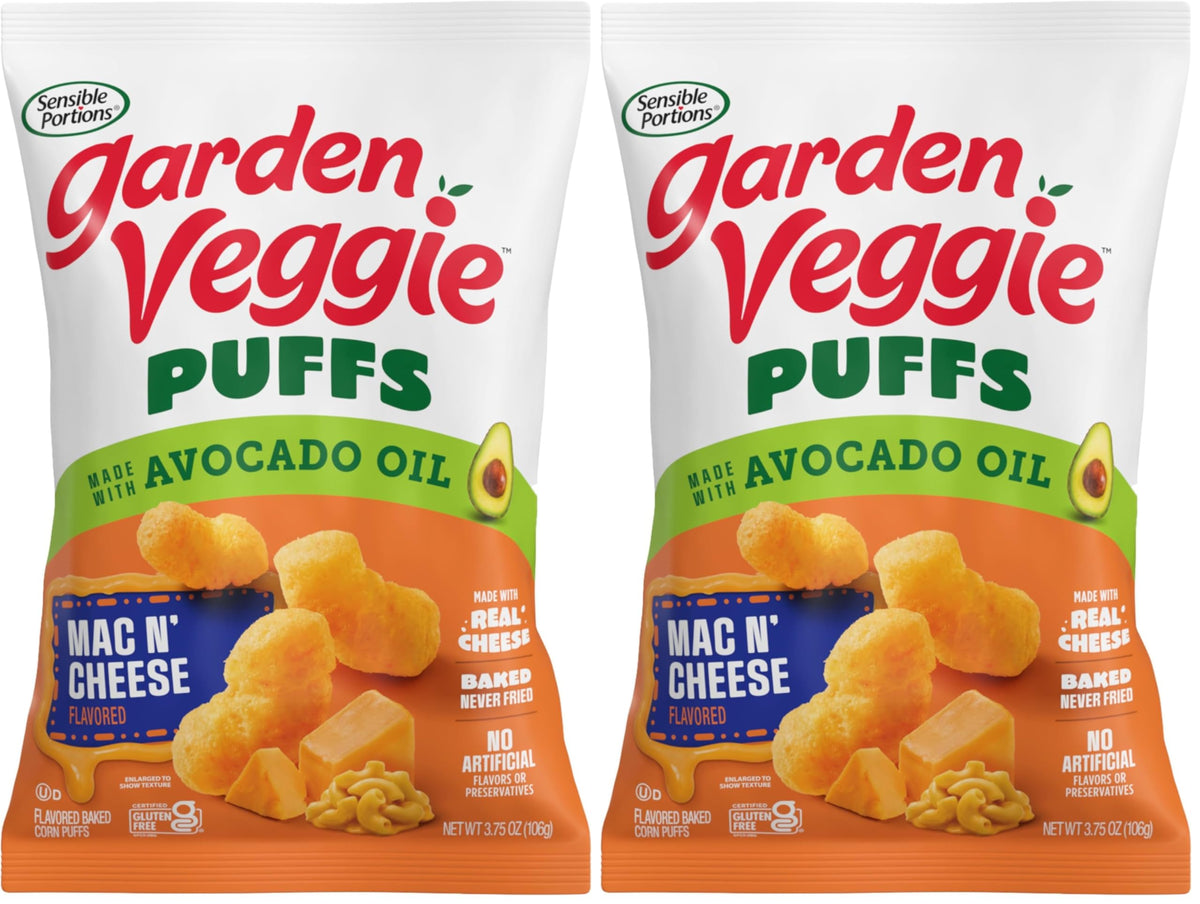 Sensible Portions Garden Veggie Sour Baked Corn Puffs, 3 oz (Pack of 6)