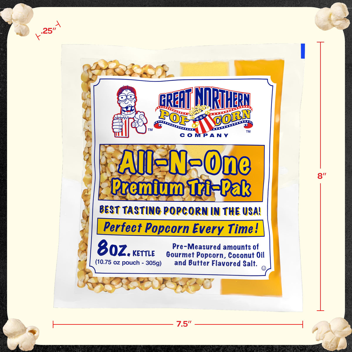 Great Northern Popcorn Company Antique Style Popcorn Popper, 8 oz Packs, Kernels, Pack of 40