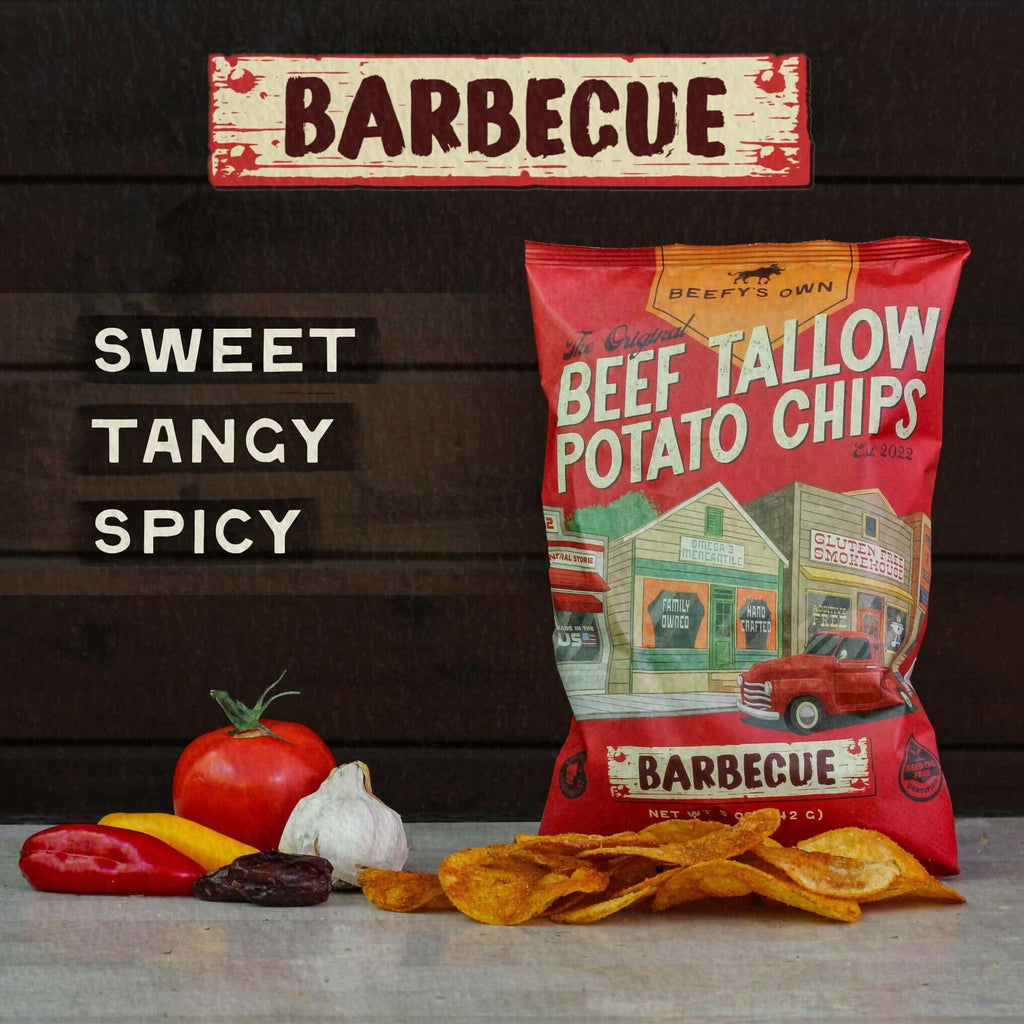 Beefy’s Own Beef Tallow Potato Chips - Kettle Chips Made Without Seed Oils, Gluten Free, Crispy, and Thick Cut - Old-Fashioned Small Batch Fried in Beef Tallow