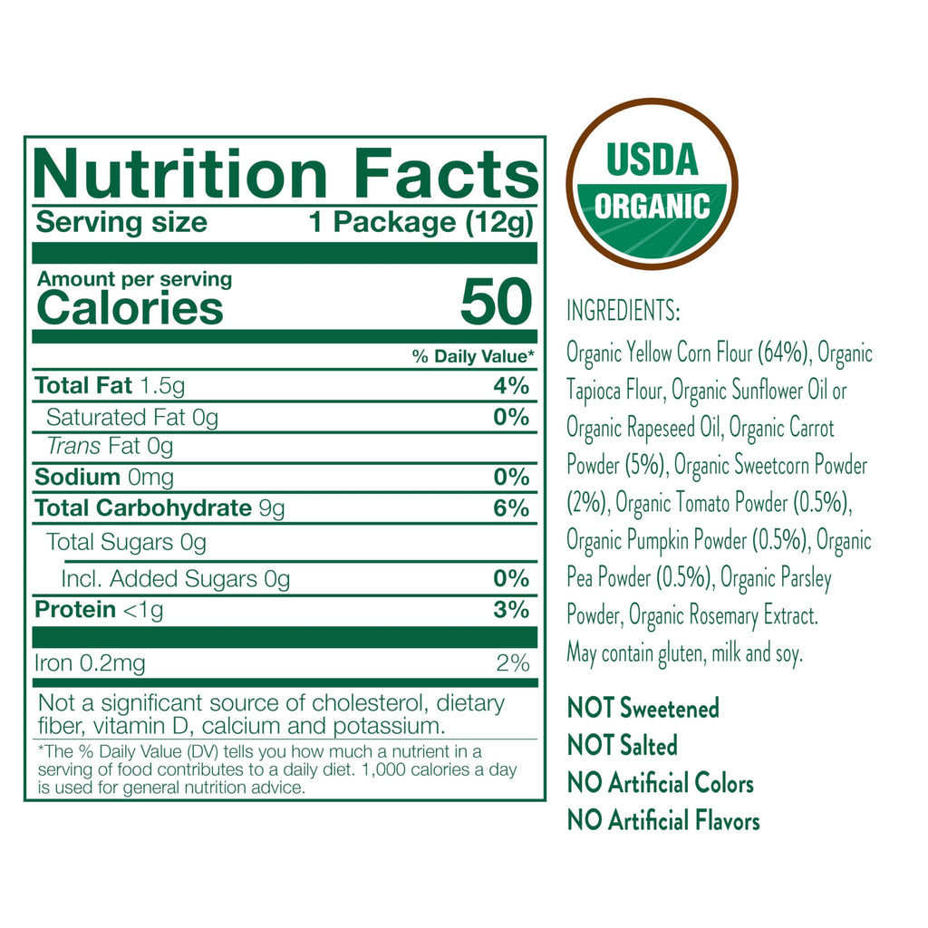 Little Bellies Organic Veggie Tubes Toddler Snack (Pack of 7 x 0.42 oz Individual Packs)