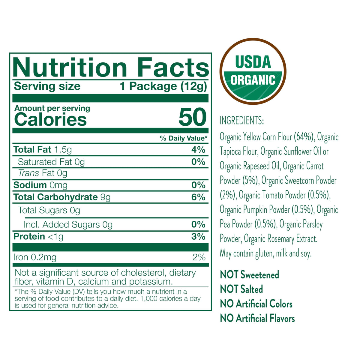 Little Bellies Organic Veggie Tubes Toddler Snack (Pack of 7 x 0.42 oz Individual Packs)
