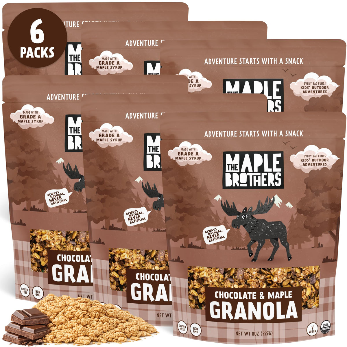 The Maple Brothers Granola – Organic, Vegan, Non-GMO, Whole-Grain Oats with Real Strawberries & Grade A Maple Syrup – Healthy Breakfast & Snack, 8 oz Resealable Bag