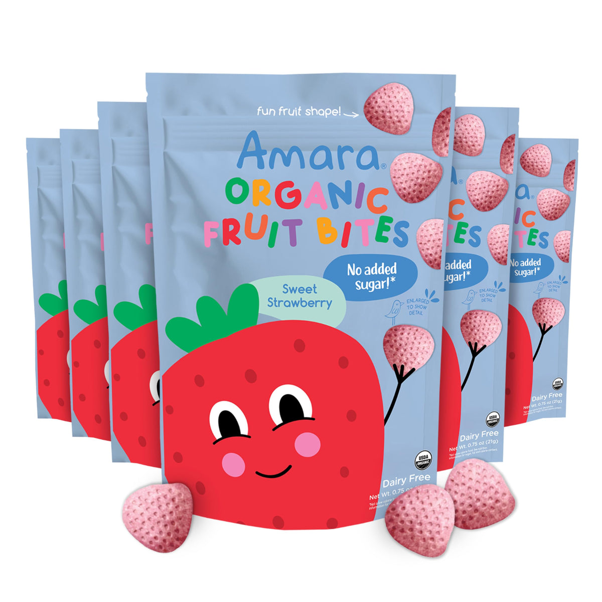 Amara Organic Fruit Bites - No Artificial Colors/Dyes, Added Sugar, Dairy-Free Fruit Snacks, Made with Organic Whole Foods
