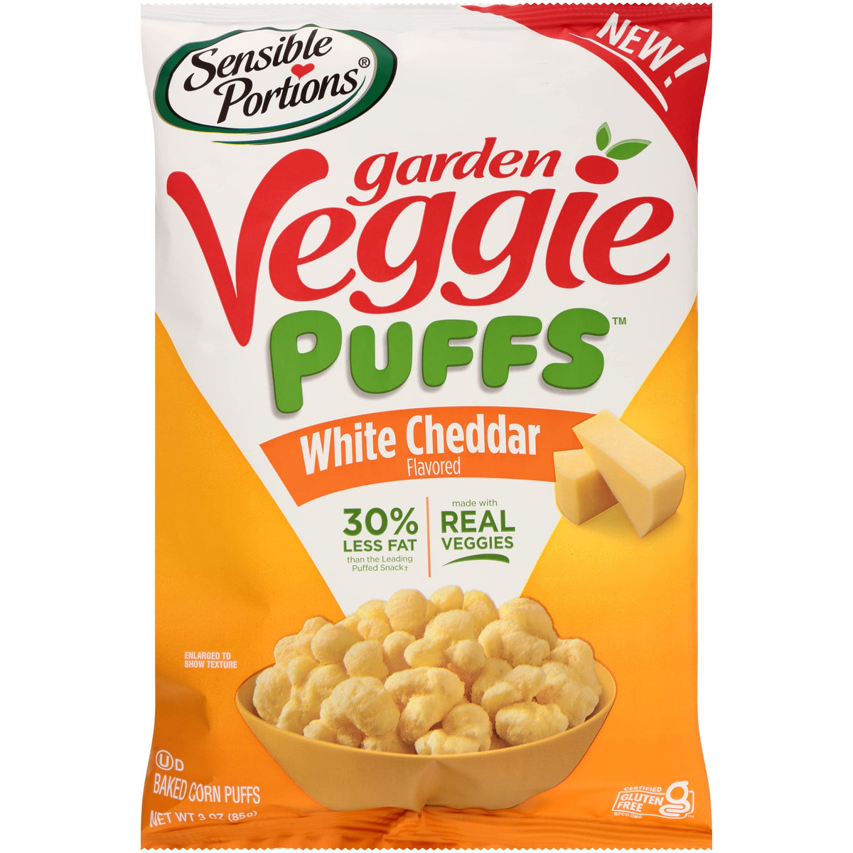 Sensible Portions Garden Veggie Sour Baked Corn Puffs, 3 oz (Pack of 6)
