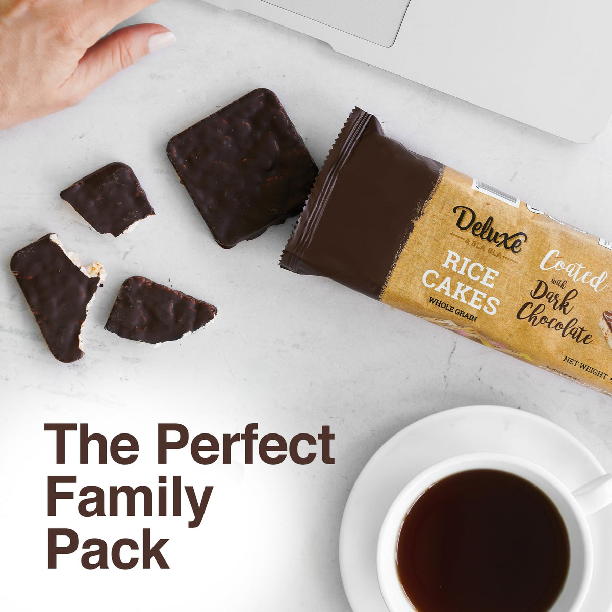 Deluxe & Bla Bla Dark Chocolate Rice Cakes,Kosher Certified Dairy Free,Gluten Free,Nuts Free,Vegan Snack (Dark Chocolate) Pack Of 3