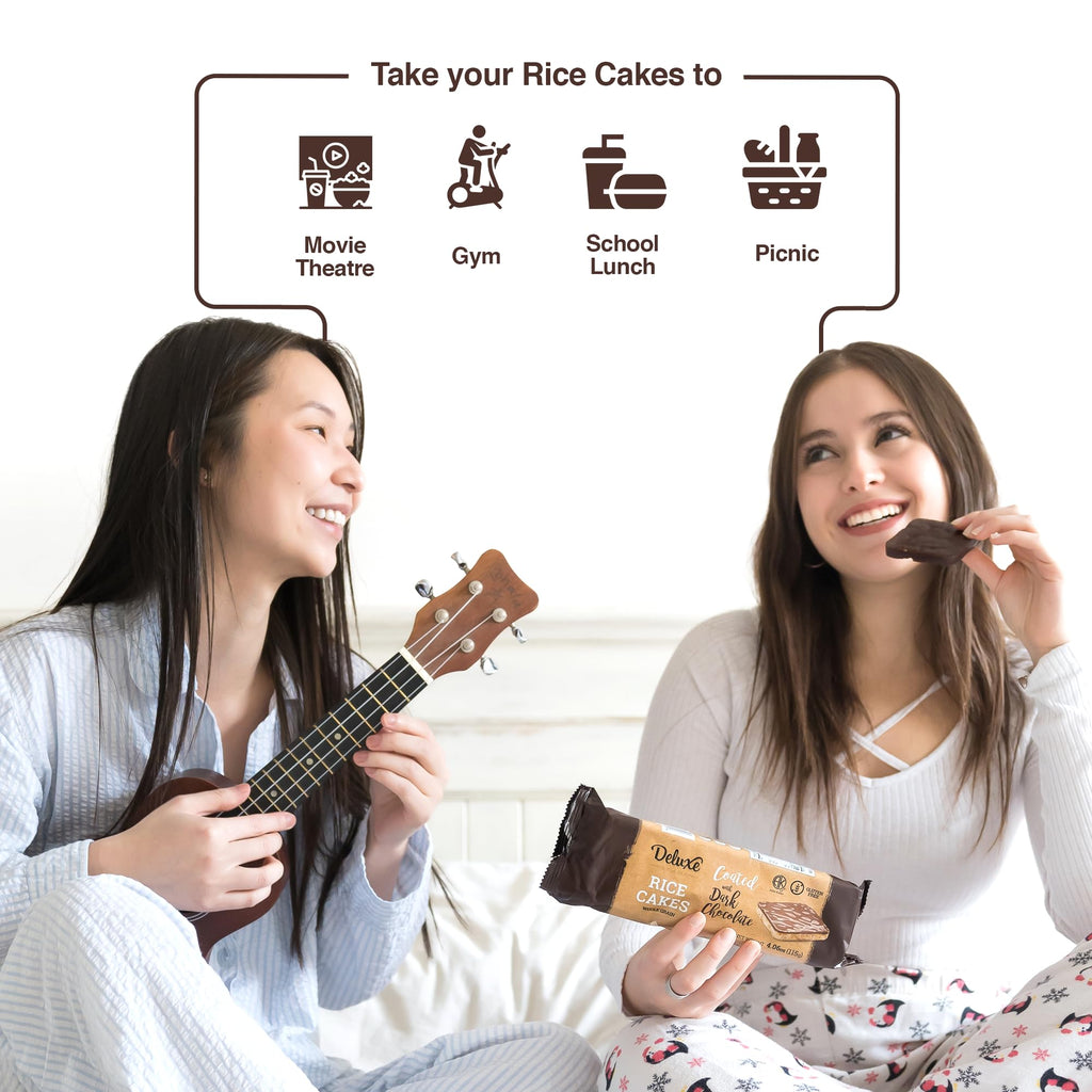 Deluxe & Bla Bla Dark Chocolate Rice Cakes,Kosher Certified Dairy Free,Gluten Free,Nuts Free,Vegan Snack (Dark Chocolate) Pack Of 3