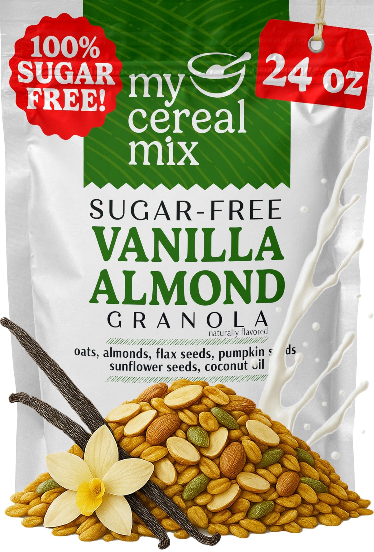 Sugar Free Granola Sweetened with Monk Fruit Extract (Gluten Free, Non-GMO, No Sugar Alcohol, No Salt Added, No Artificial Sweeteners, Soy Free, Vegan, All Natural Ingredients)
