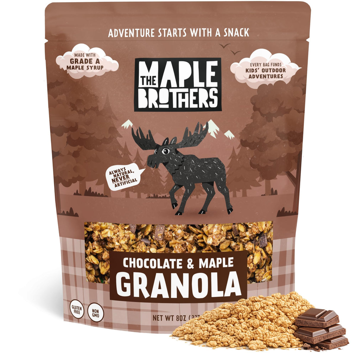 The Maple Brothers Granola – Organic, Vegan, Non-GMO, Whole-Grain Oats with Real Strawberries & Grade A Maple Syrup – Healthy Breakfast & Snack, 8 oz Resealable Bag