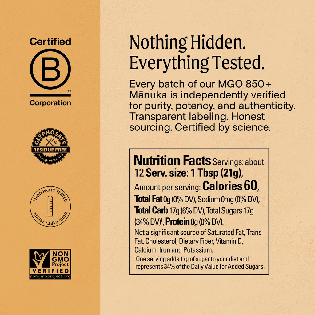 Manukora UMF 20+/MGO 850+ Raw Manuka Honey - Authentic Non-GMO New Zealand Honey, UMF & MGO Certified, Traceable from Hive to Hand