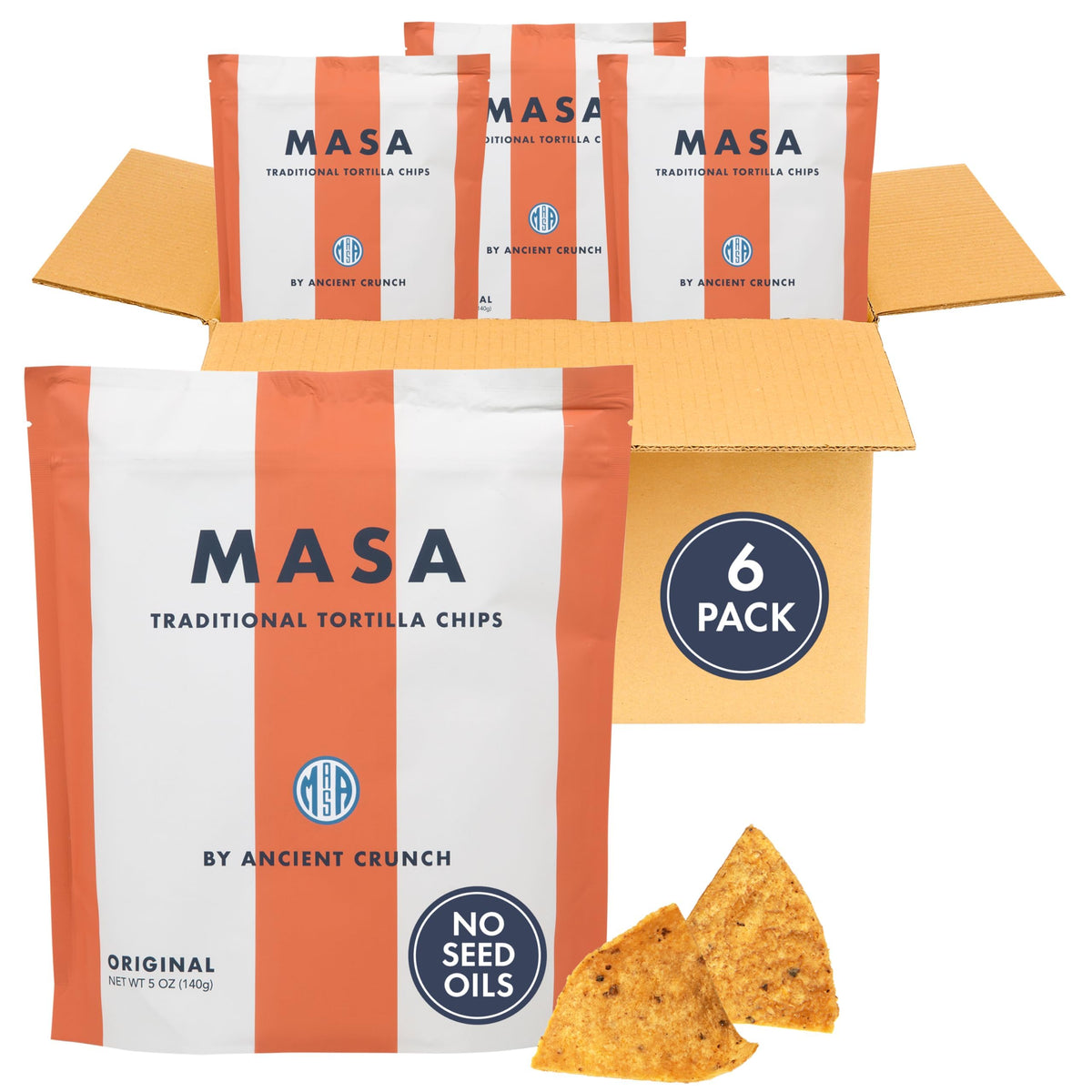 MASA CHIPS - Tortilla Chips Snack Pack - Seed Oil Free, Naturally Grown Corn Chips - Low Carb Snacks
