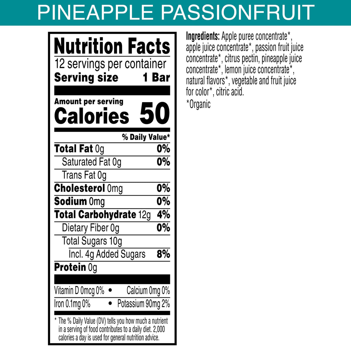 Pure Organic Layered Fruit Bars, Gluten Free, Vegan Fruit Snacks, Variety Pack, 12.4oz Box (24 Bars)