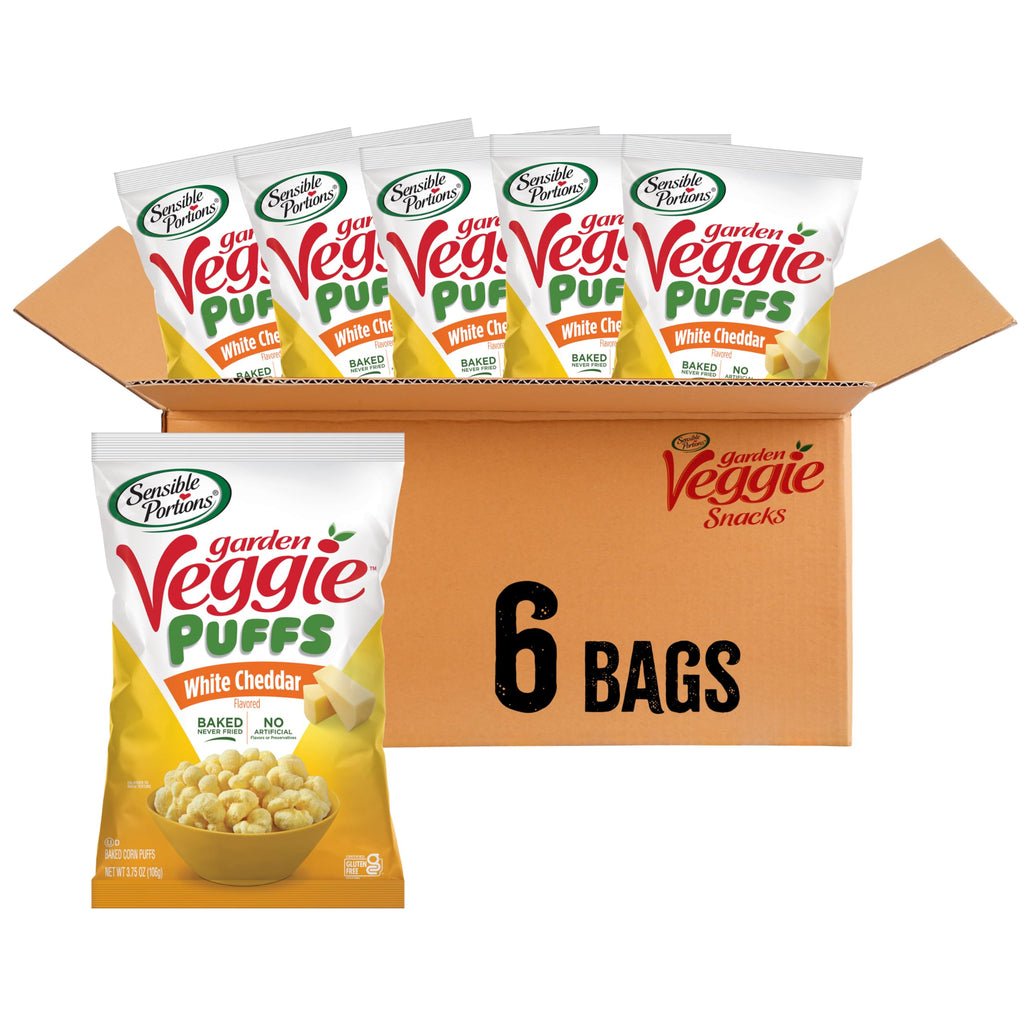 Sensible Portions Garden Veggie Sour Baked Corn Puffs, 3 oz (Pack of 6)