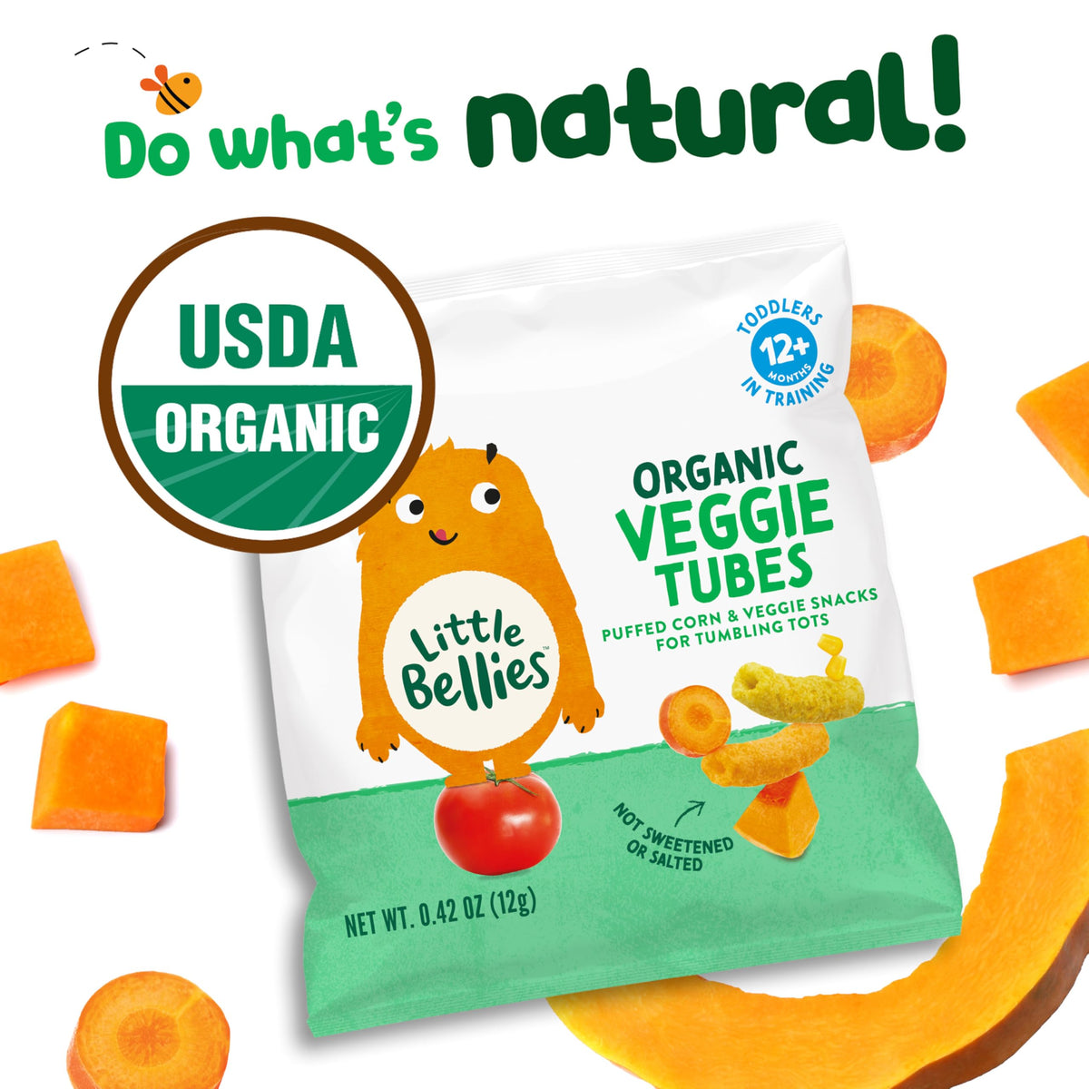 Little Bellies Organic Veggie Tubes Toddler Snack (Pack of 7 x 0.42 oz Individual Packs)