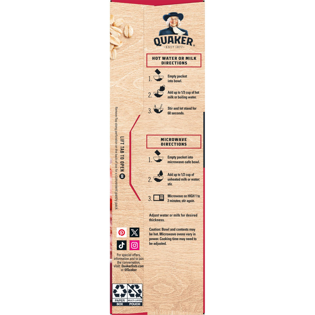 Quaker Instant Oatmeal Maple Brown Sugar, Breakfast Cereal, 48 Packets (Packaging Will Vary)