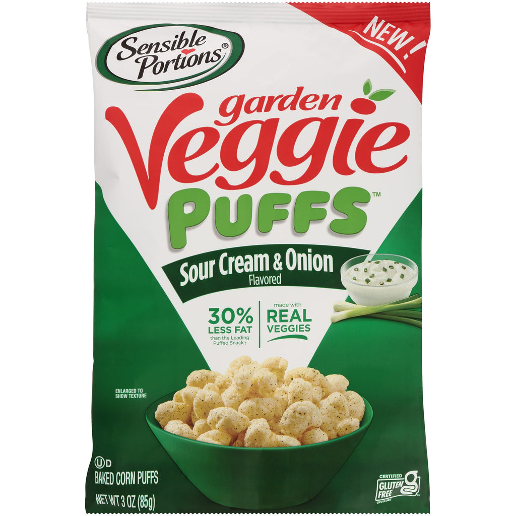 Sensible Portions Garden Veggie Sour Baked Corn Puffs, 3 oz (Pack of 6)