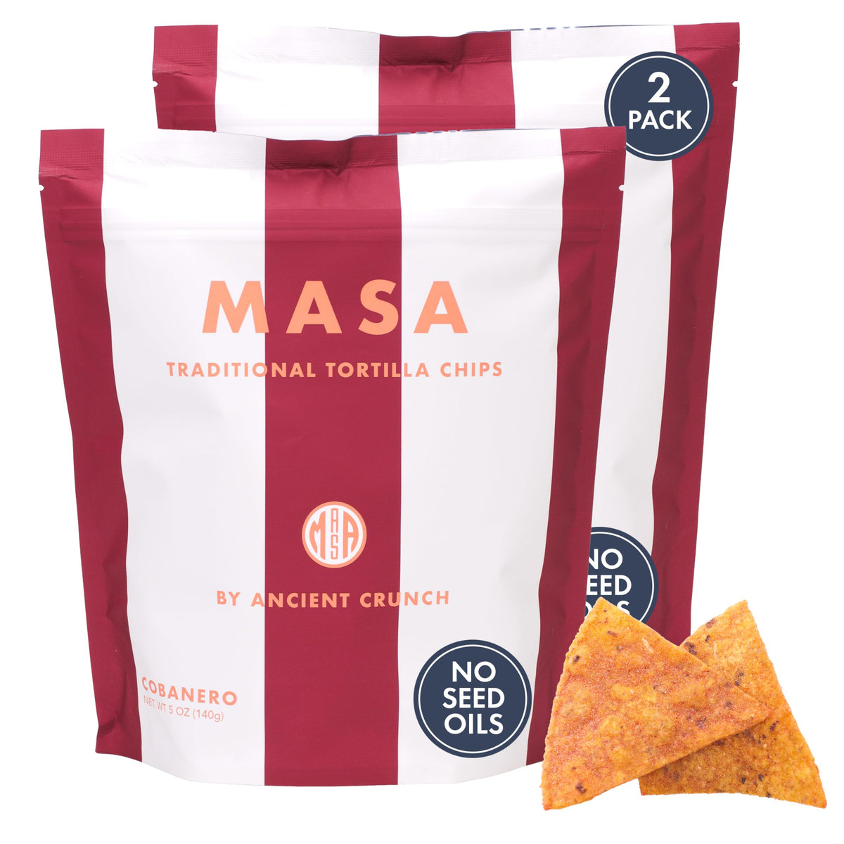 MASA CHIPS - Tortilla Chips Snack Pack - Seed Oil Free, Naturally Grown Corn Chips - Low Carb Snacks
