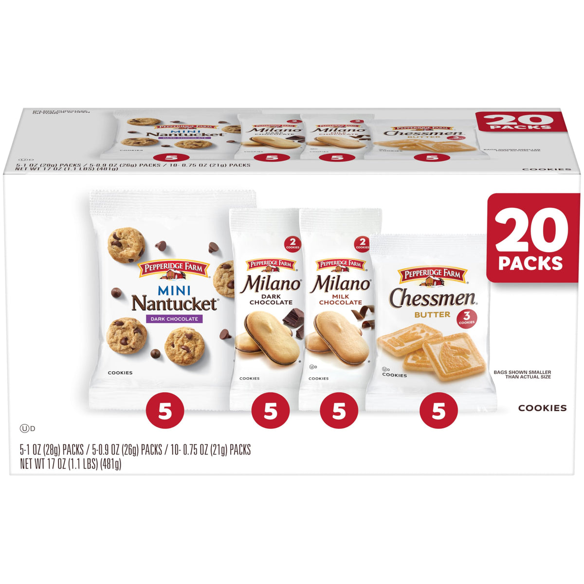 Milano Dark Chocolate Cookies 10 Snack Packs